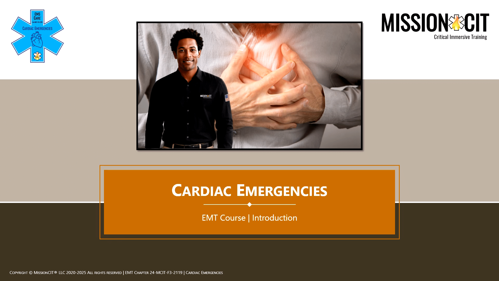 Sample CommandCIT Topic: Cardiac Emergencies, EMT Course introduction lesson from MissionCIT